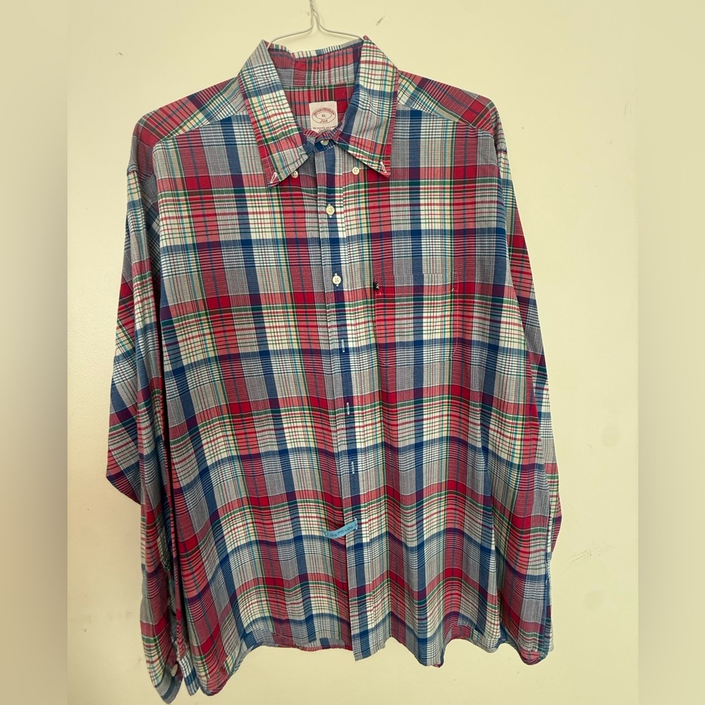 Brooks Brothers Red and Blue Plaid Men's Shirt